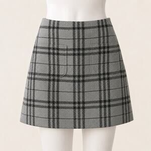 J.Crew Plaid A-Line Mini Skirt Gray Black Wool Blend Women’s Size 4